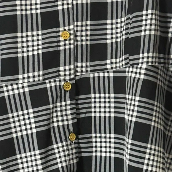 Black and White Plaid Women's Blouse - Picture 3 of 13